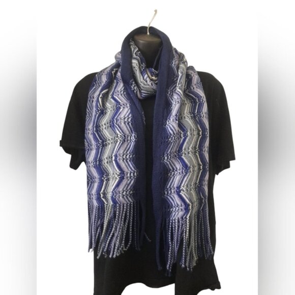 Missoni Accessories - Missoni - Aztec Wave Zig Zag Long Fringe Scarf
